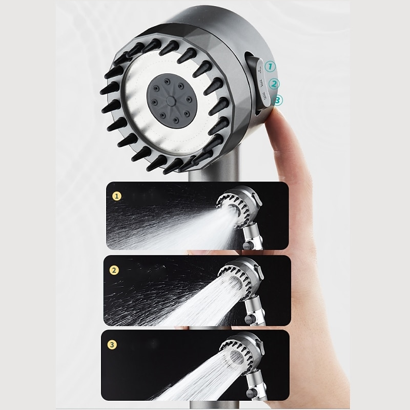 High Pressure 3-Mode Message Shower Head With Stop Button Handheld Water Saving Spray Nozzle Bathroom Accessories 2025 - CAD $17.99 –P7