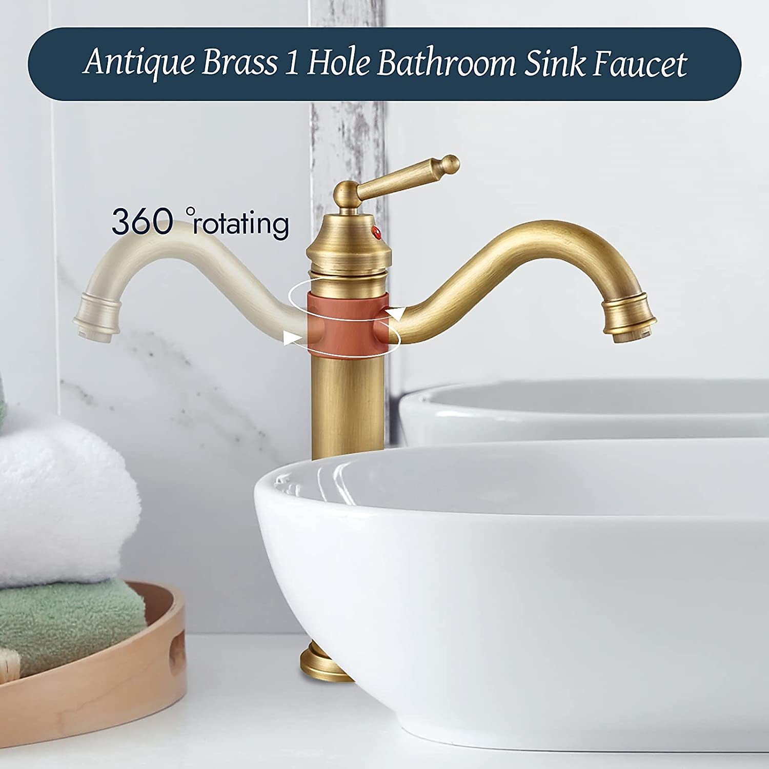 Antique Brass Single Handle Bathroom Sink Faucet Brushed Brass Long Reach Bathroom Faucet Mixer Tap 2025 - CAD $95.99 –P5