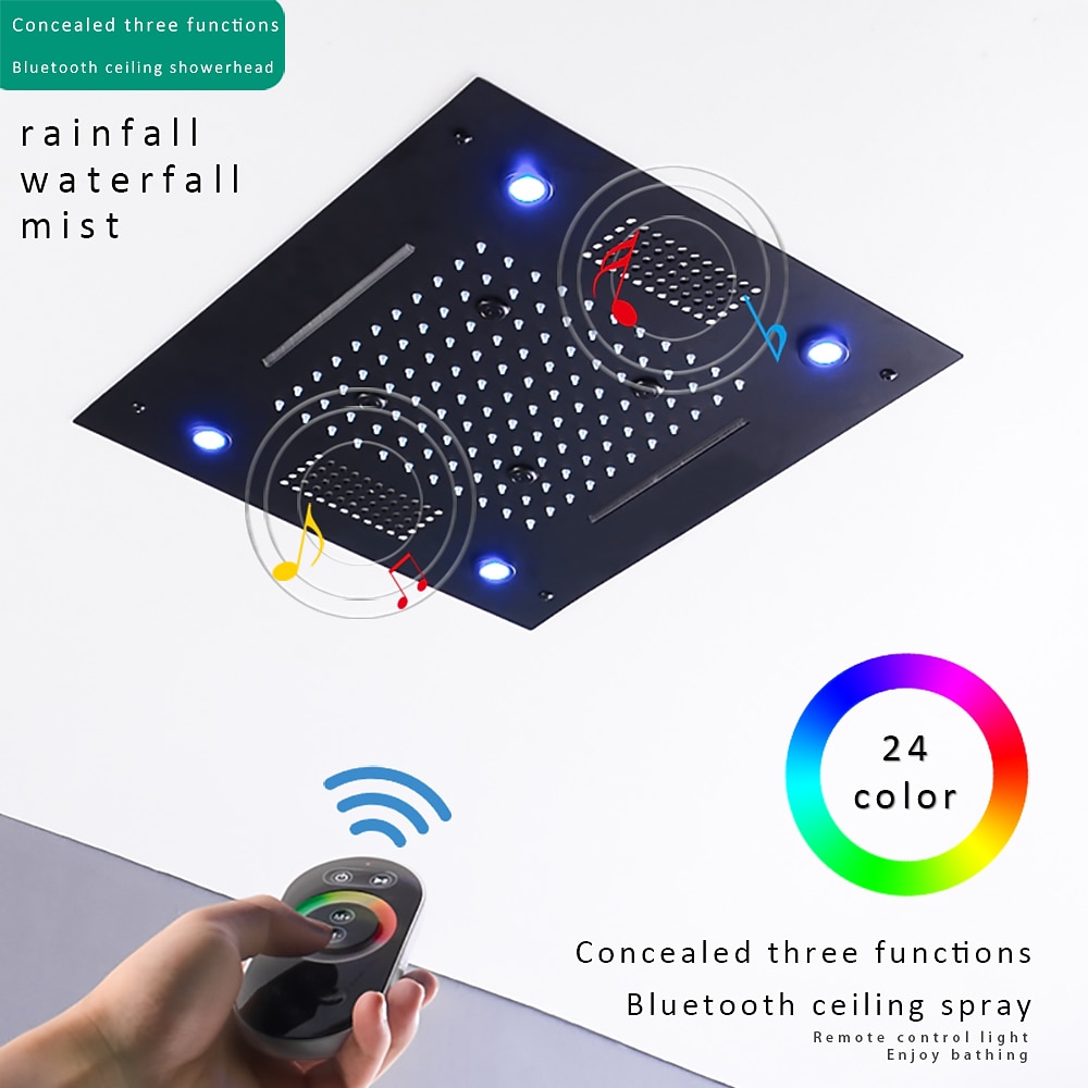 Shower FaucetRainfall Shower Head LED Waterfall Rain Contemporary Chrome/Painted Finishes Ceiling Mounted Bath Showerhead for Shower Room Bluetooth Remote Control Bathroom Plumbing Accessories 2025 - CAD $797.99 –P1