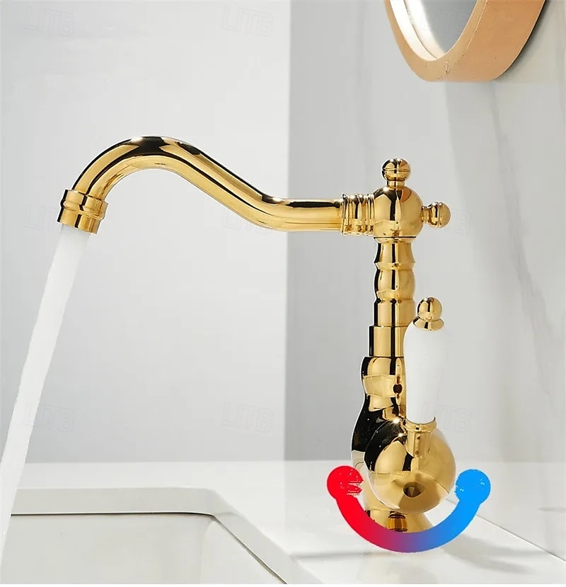 Mono Bathroom Sink Mixer Faucet Brass, Deck Mounted Single Lever Basin Taps Ceramic Handle Tap, One Hole Cold and Hot Hose Vessel Faucets 2025 - CAD $79.99 –P10