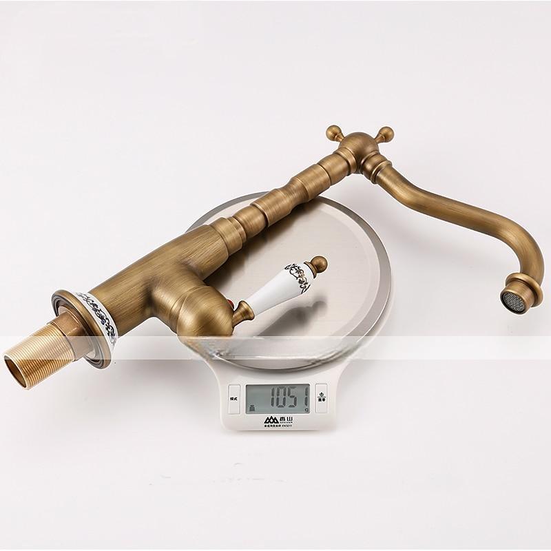 Kitchen Faucet,Brass Antique Brass Ceramics Rotatable Single Handle One Hole Kitchen Tap with Cold and Hot Water and Ceramic Valve 2025 - CAD $79.99 –P2