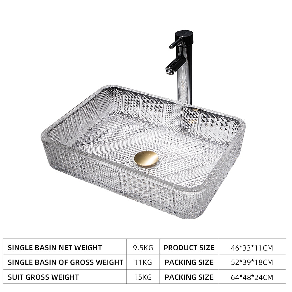 The modern light luxury transparent art rectangular die-cast glass wash basin with faucet sink 2025 - CAD $328.99 –P17