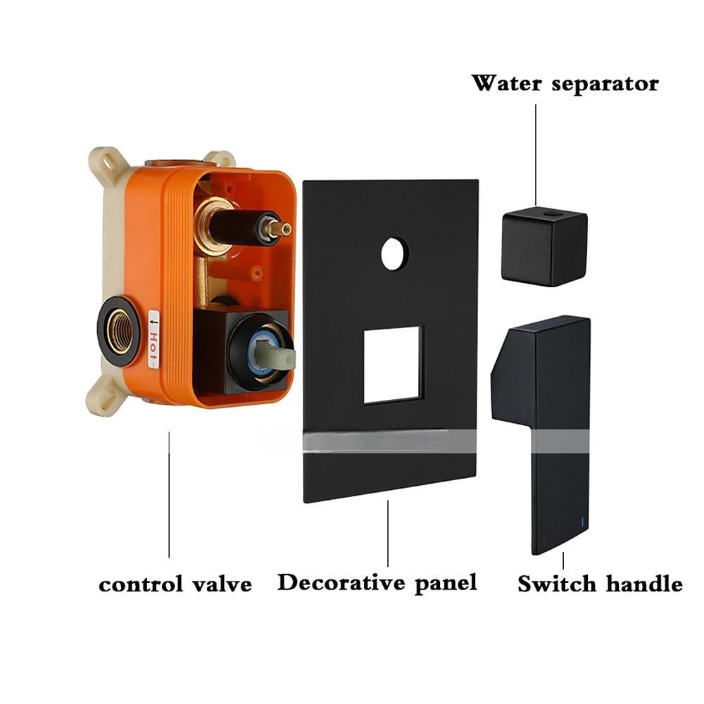 Concealed Shower Faucet Combo Set Black 8"/10"/12"Ultra Thin Top Head Shower System Mixer Rough In Valve Rainfall High Pressure Head with Handheld Wall Monted Tub and Shower Trim Kit Bathroom Bath 2025 - CAD $366.99 –P3