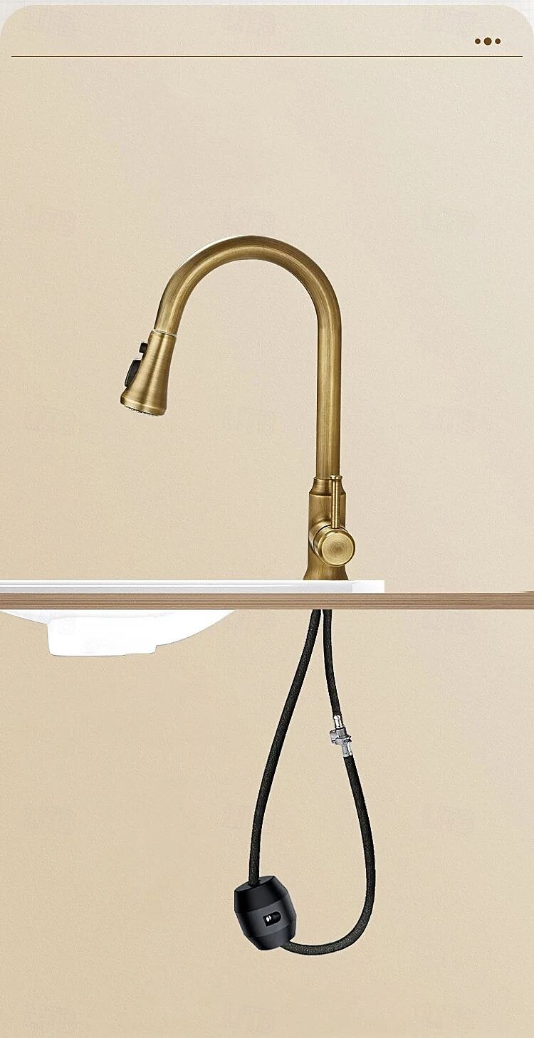 Kitchen faucet - Single Handle One Hole Electroplated Pull-out / Pull-down Centerset Retro Vintage Kitchen Taps 2025 - CAD $131.18 –P11