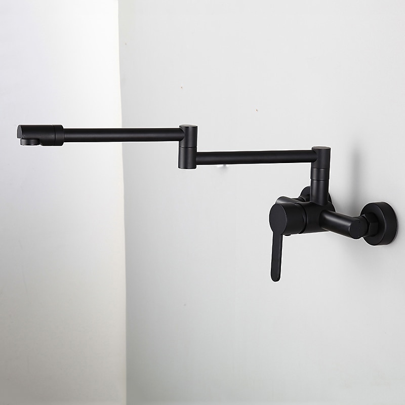 Wall Mounted Kitchen Sink Mixer Faucet Foldable Pot Filler FacuetSingle Handle Two Holes Folding Taps Electroplated / Painted Finishes Pull-out / Pull-down / Pot Filler Wall Mounted / Brass 2025 - CAD $199.99 –P17