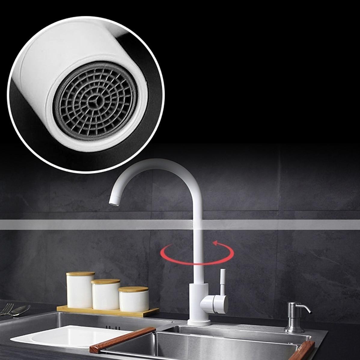 Stainless Steel Kitchen FaucetNickel Brushed Free Standing Single Handle One Hole Standard Spout High Arc 360° Rotatable Bathroom Sink Faucet with Hot and Cold Water Switch 2025 - CAD $52.99 –P8