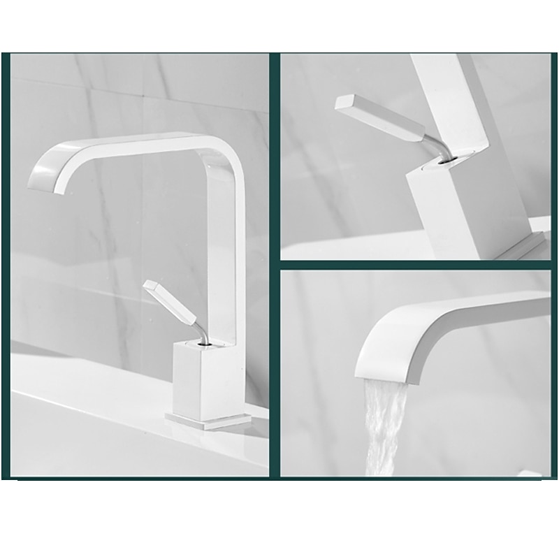 Waterfall Bathroom Sink Mixer Faucet, Monobloc Basin Taps Single Handle Wash Basin Faucets with Hot and Cold Hose Vessel Water Brass Tap Deck Mounted 2025 - CAD $87.99 –P4