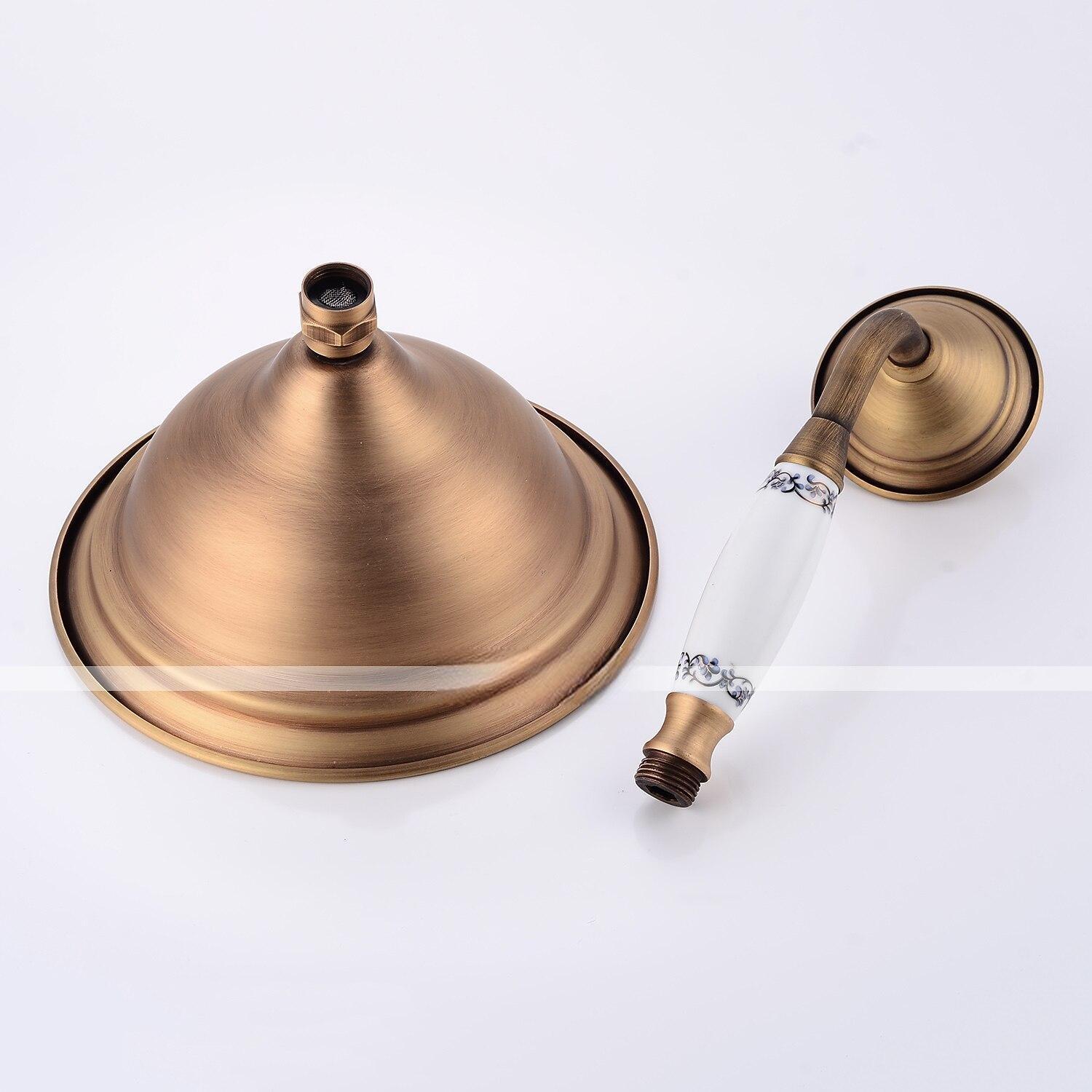 Shower FaucetShower System Set - Handshower Included pullout Waterfall Vintage Style / Country Antique Brass Mount Outside Ceramic Valve Bath Shower Mixer Taps 2025 - CAD $303.99 –P12