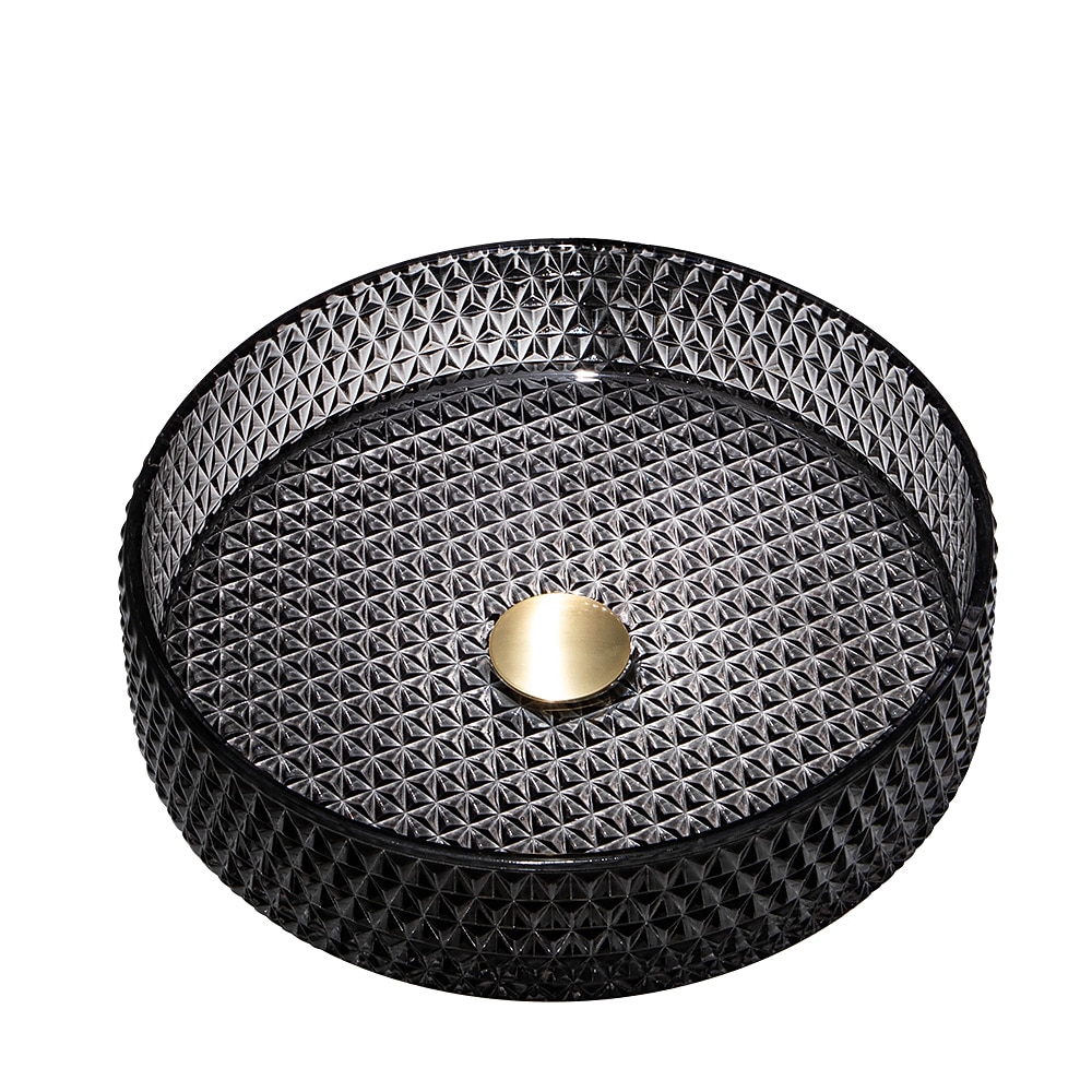 Bathroom Vessel Sink with Chrome FaucetWash Basin Glass Countertop Cylinder Wash Basin Hand Washbasin Worktop Installation Glass Basin Set with Chrome Brass Tap 2025 - CAD $366.99 –P14