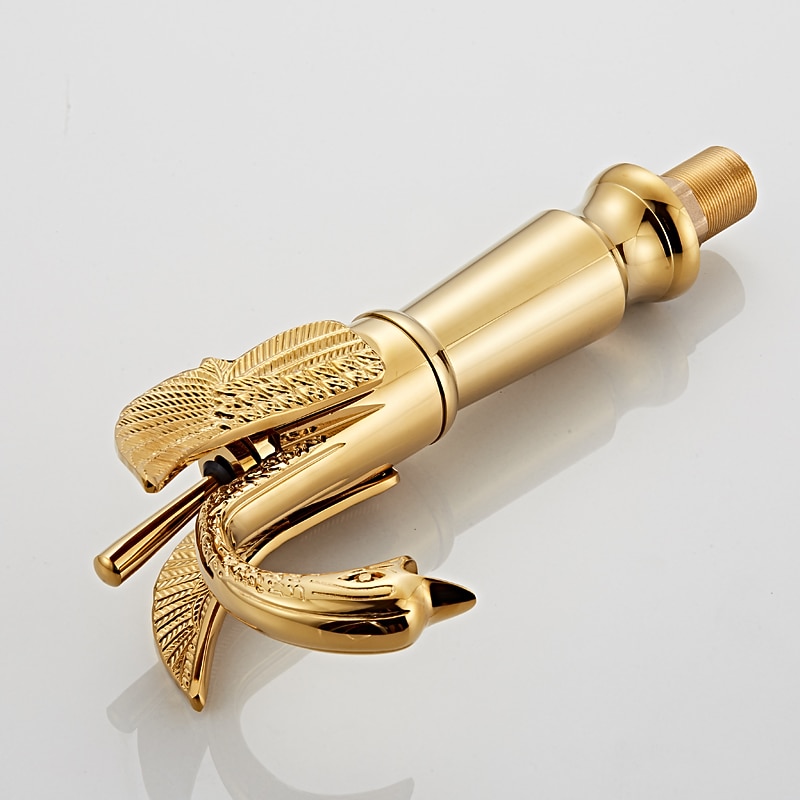 Retro Bathroom Sink Mixer Faucet Brass Swan Shap, Monobloc Washroom Basin Taps Single Handle One Hole Deck Mounted, Mono Water Vessel Tap Hot and Cold Hose Antique 2025 - CAD $143.99 –P12