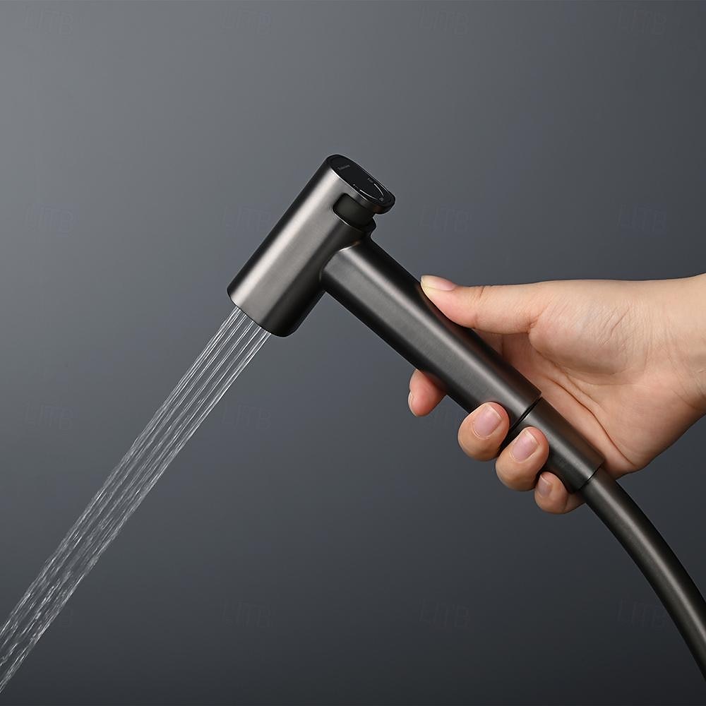 Brushed Gold Bidet Sprayer Concealed Button Brass Valve with Commodity Shelf Paper Holder Plastic Sprayer PVC Hose Grey 2025 - CAD $283.18 –P8