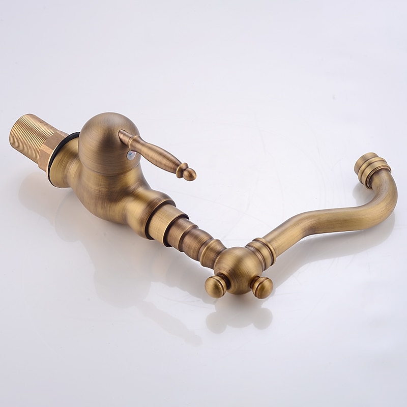 Bathroom Faucet Single Handle, Sink Mixer Basin Taps with Cold and Hot Hose Vintage Brass 2025 - CAD $71.99 –P3