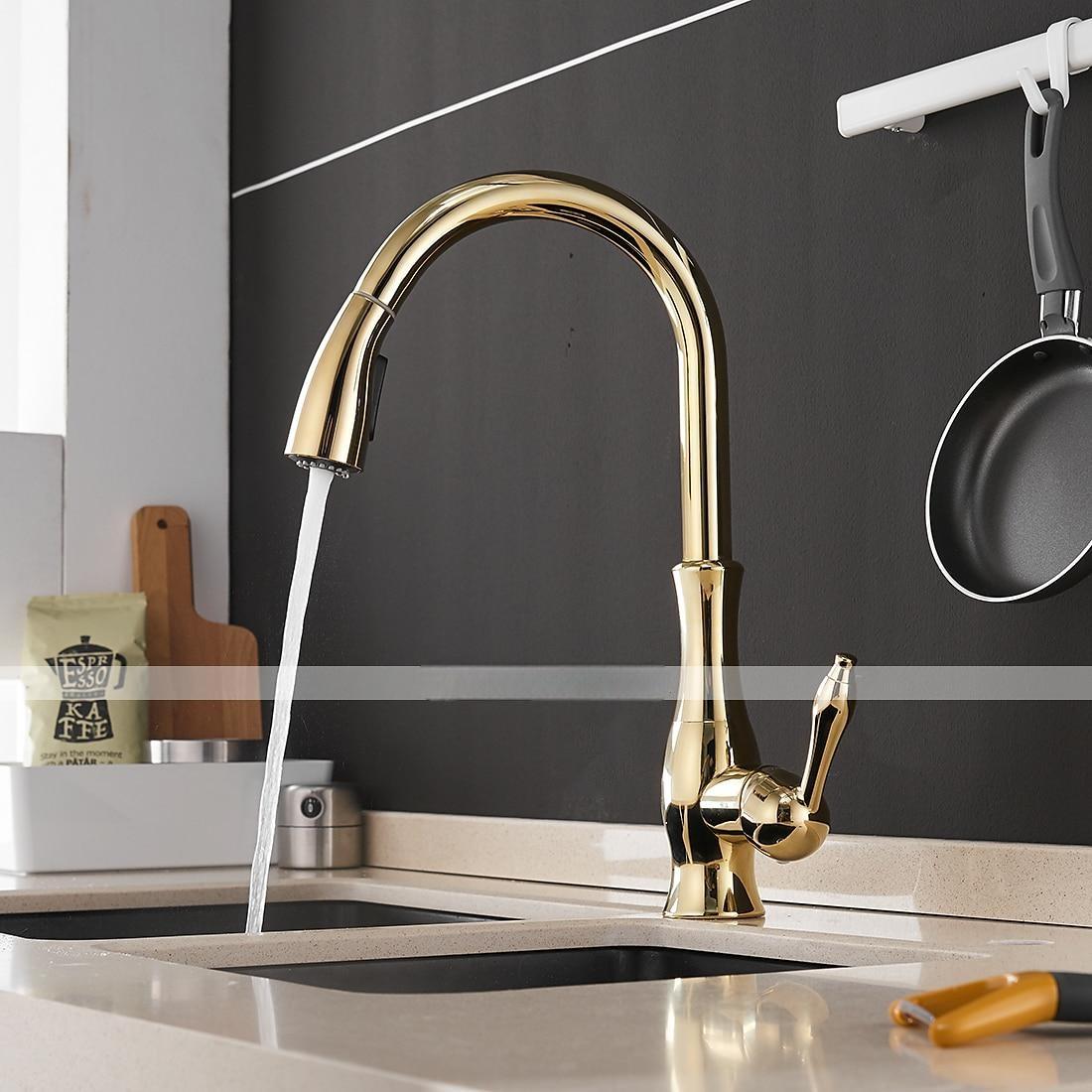 Kitchen Faucet with Sprayer Vessel Installation Nickel Brushed/Electroplated One Hole Widespread Pull Out/High Arc Brass Kitchen Faucet Contain with Cold and Hot Water 2025 - CAD $175.99 –P2