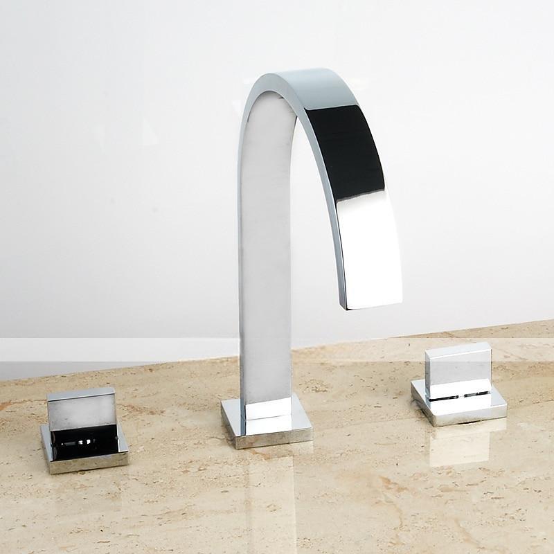 Two Handles Three Holes Bathtub Faucet - Contemporary Chrome Roman Tub Ceramic Valve Bath Shower Mixer Taps 2025 - CAD $127.99 –P7