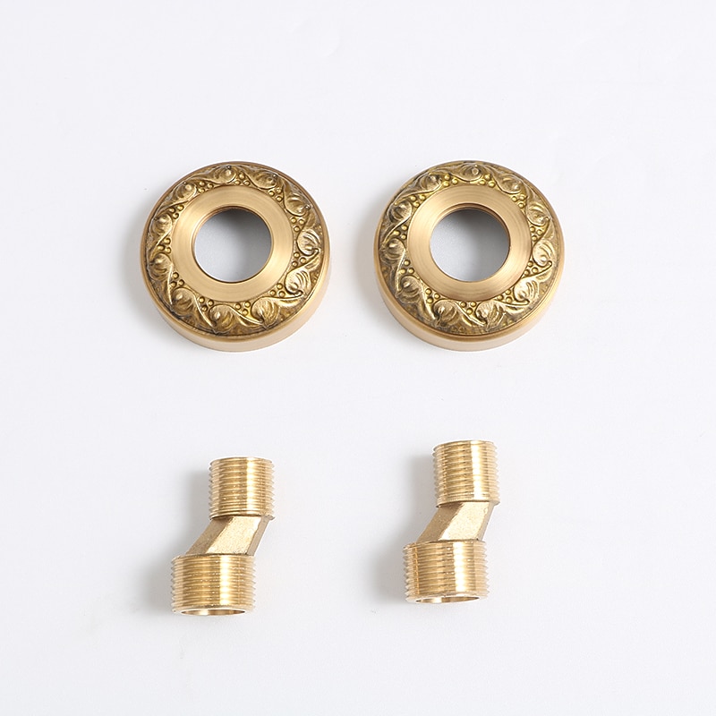 Traditional Kitchen Sink Mixer Taps Wall Mounted Brass Vintage Retro Kitchen Faucet Twin Lever Standard Spout Vessel Tap 2025 - CAD $87.99 –P20