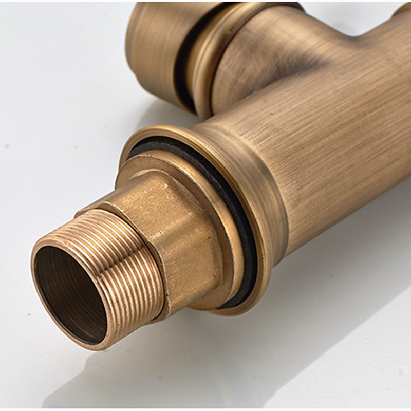 Bathroom Sink Mixer Faucet Vintage Deck Mounted, 360 Swivel Rotatable Single Handle One Hole Monobloc Washroom Basin Taps with Hot and Cold Water Hose Antique Brass ORB 2025 - CAD $111.99 –P8