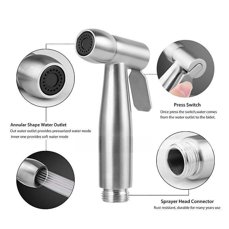 Stainless Steel Handheld Bidet Mixing Valve Toilet Bow Cleaning Set Bidet Sprayer Faucet Balcony Cleaning Accessories Washlet 2025 - CAD $39.99 –P2
