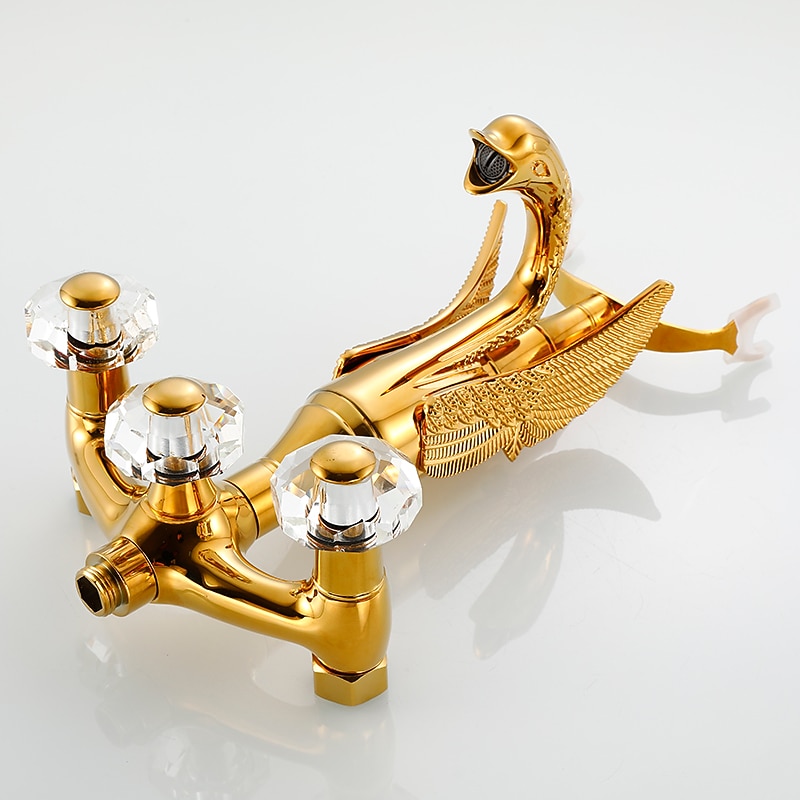 Bathtub Faucet - Contemporary Antique Brass Wall Installation Brass Valve Bath Shower Mixer Taps 2025 - CAD $398.99 –P5
