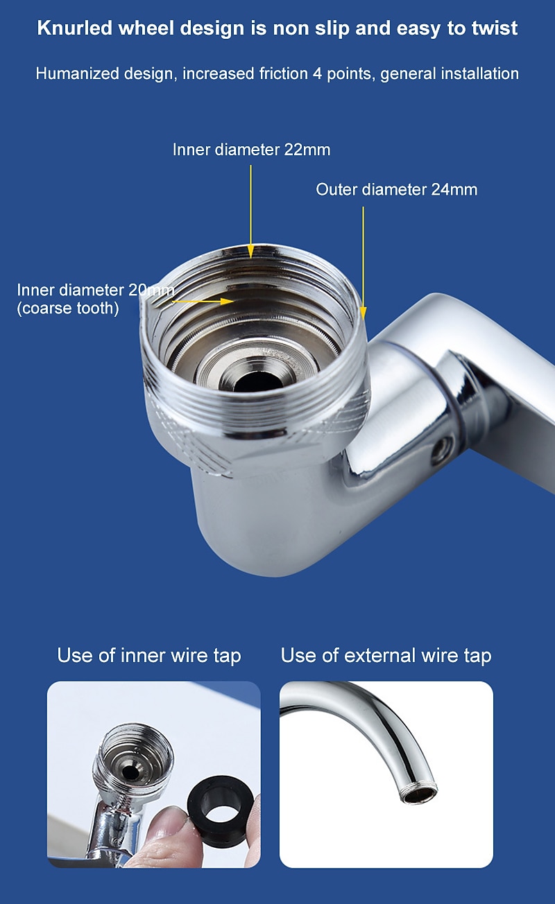 Faucet Extender 1080 Degree Extension Universal Faucet Aerator Splash Kitchen Tap Filter Nozzle Bubbler Bathroom Kitchen Washroom 2 Spray Modes Faucet Aerator Attachment 2025 - CAD $6.99 –P6
