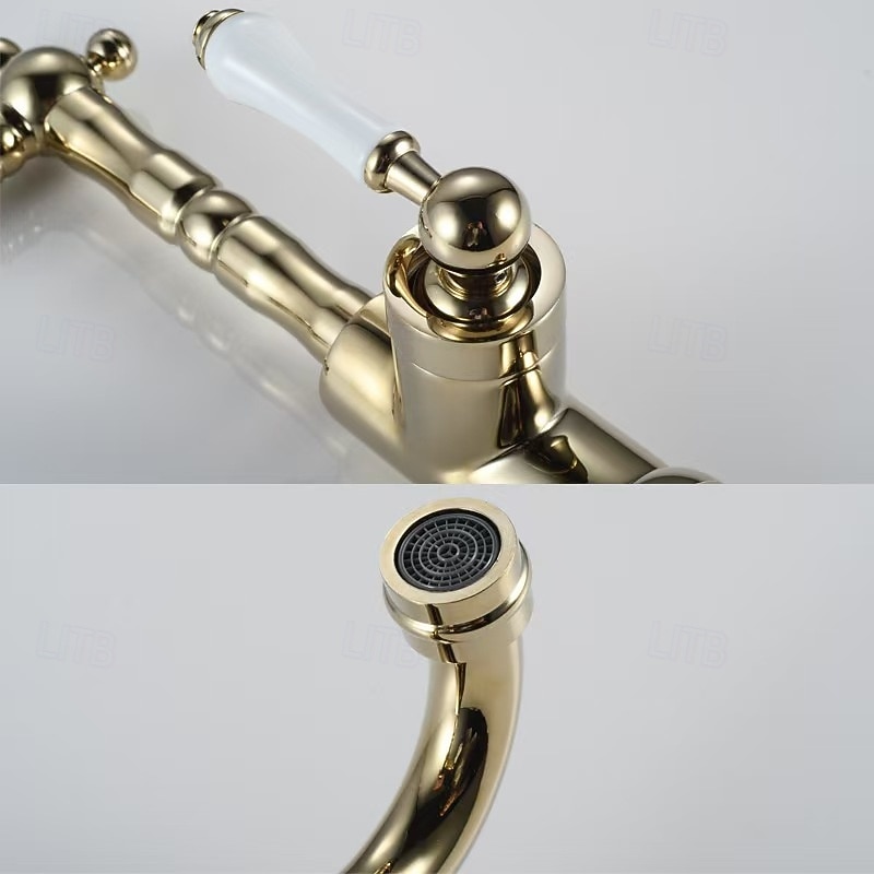 Kitchen Faucet 360 Swivel Antique Sink Faucet Mixer Tap Fashion Gold Sink Faucet Copper Hot and Cold Basin Tap 2025 - CAD $111.99 –P6