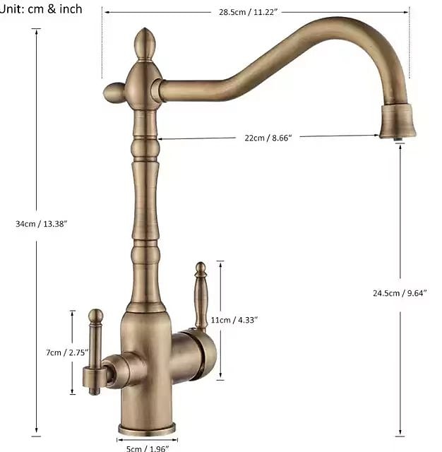 Twin Lever Kitchen Purify Taps Sink Mixer Faucet 360 Rotation Water Purification Spout Deck Mounted Dual Handle Single Hole Vessel Tap with Cold and Hot Hose 2025 - CAD $135.99 –P1