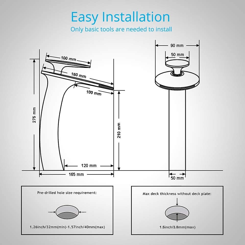 Waterfall Bathroom Sink Faucet with Supply Hose,Single Handle Single Hole Vessel Lavatory Faucet,Slanted Body Basin Mixer Tap Tall Body Commercial 2025 - CAD $127.99 –P3
