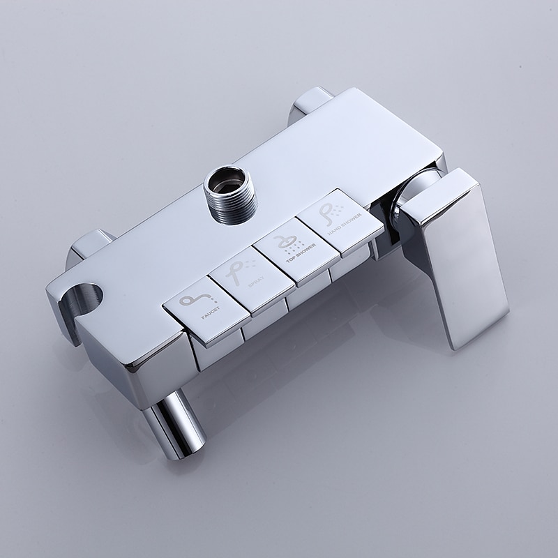 Shower System Faucet Set Wall Mounted 9 inch Rainfall Shower Head Handshower Handheld Sprayer with Holder Electroplated / Painted Finishes Mount Inside Ceramic Valve Bath Shower 2025 - CAD $328.99 –P8