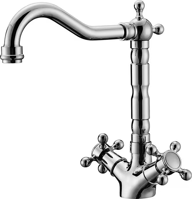 Antique Brass Kitchen Faucet,Two Handles One Hole Standard Spout Deck Mounted Traditional Kitchen Taps with Hot and Cold Switch 2025 - CAD $103.99 –P5