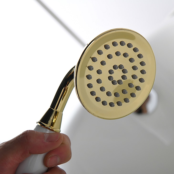 Bathtub Faucet - Retro Vintage Electroplated Free Standing Ceramic Valve Bath Shower Mixer Taps 2025 - CAD $637.99 –P8