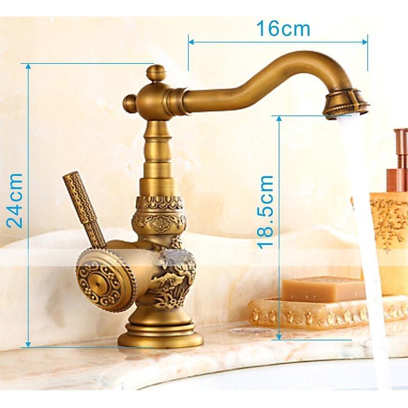 Bathroom Sink Faucet,Brass Single Handle One Hole Standard Spout Brass Finish Bath Taps With Hot and Cold Water 2025 - CAD $143.99 –P1