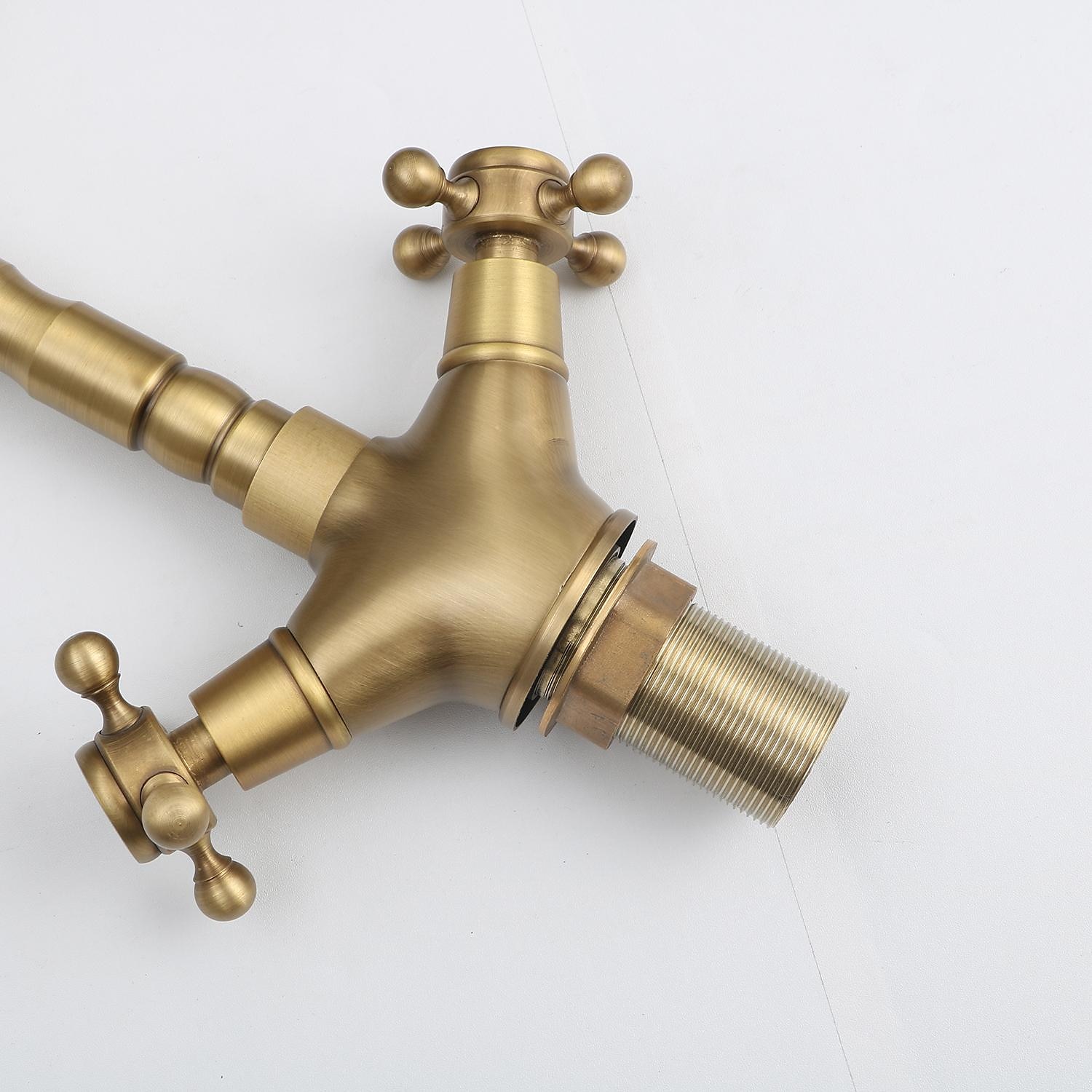 Single Handle Kitchen Faucet Antique Brass One Hole Rotatable Standard Spout/Tall/High Arc Brass Antique/COD Kitchen Faucet with Supply Lines / Adjustable to Cold and Hot Water 2025 - CAD $79.99 –P9
