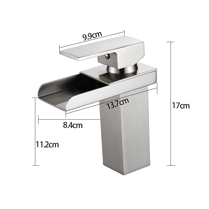 Bathroom Sink Mixer Faucet Waterfall, Modern Style Single Handle One Hole Chrome Centerset Washroom Basin Taps Brass Adjustable Cold Hot Water Hose 2025 - CAD $71.99 –P1