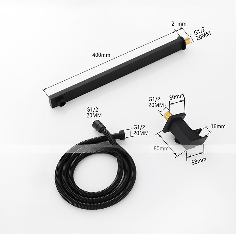Concealed Shower Faucet Combo Set Black 8"/10"/12"Ultra Thin Top Head Shower System Mixer Rough In Valve Rainfall High Pressure Head with Handheld Wall Monted Tub and Shower Trim Kit Bathroom Bath 2025 - CAD $366.99 –P10