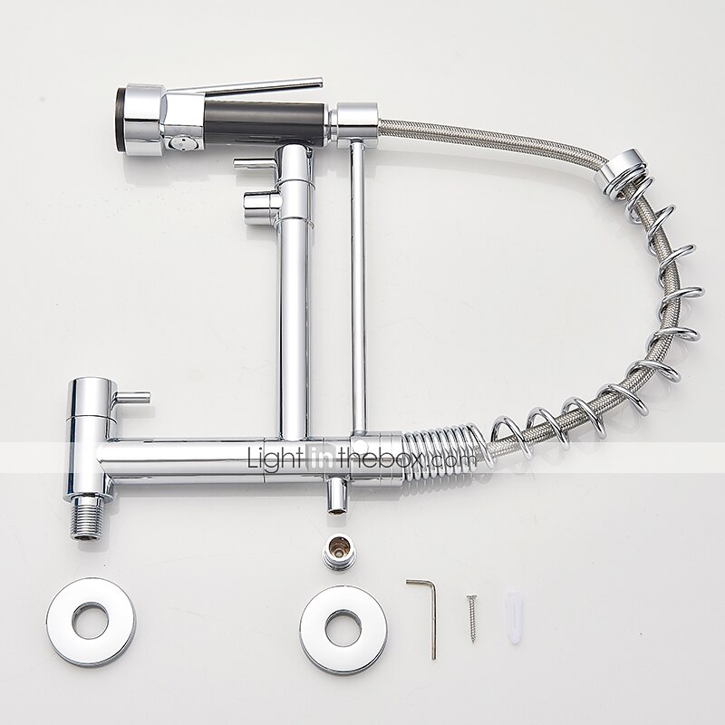 Kitchen Faucet Sink Pull Out Only Cold Water 360 Swivel Spout Wall Mounted Brass Pull Down Kitchen Vessel Taps Chrome 2025 - CAD $175.99 –P5
