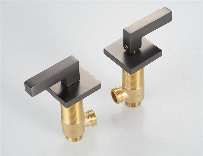 Widespread Bathroom Sink Mixer Faucet 360 Swivel Brass 3 Hole 2 Handle Basin Tap Deck Mounted Washroom Basin Vessel Water Tap with Hot and Cold Hose Black Chrome Golden White Grey 2025 - CAD $164.78 –P5