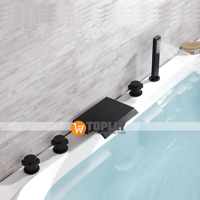 Bathtub Faucet - Contemporary Electroplated Roman Tub Ceramic Valve Bath Shower Mixer Taps 2025 - CAD $366.99 –P3