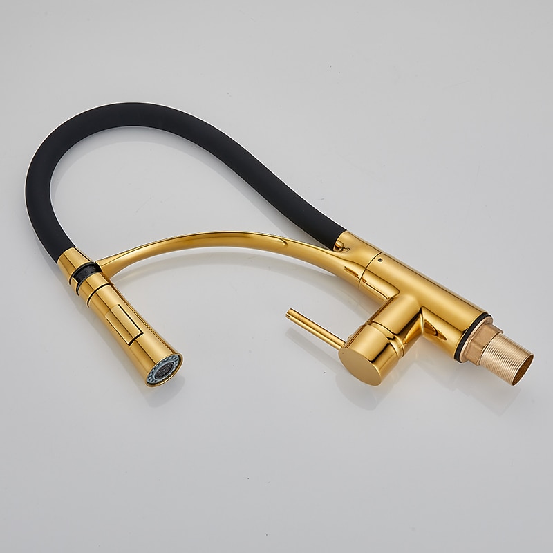 Kitchen Faucet Pull Down Sink Mixer Taps 360 Swivel Flexible Tube Pipe Brass Taps Single Handle with Hot and Cold Water Hose 2025 - CAD $143.99 –P3