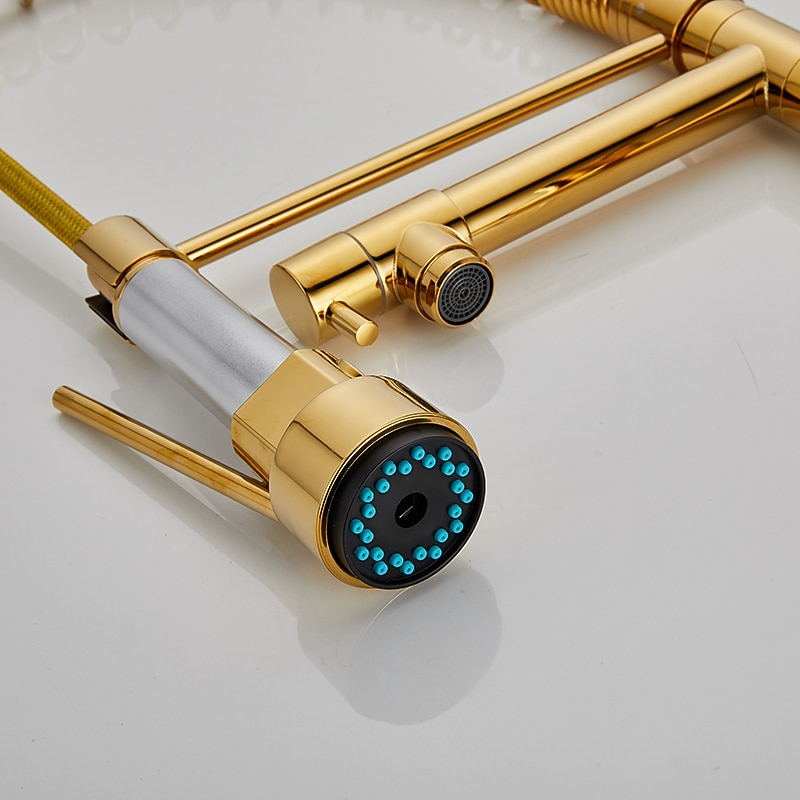 Kitchen Sink Mixer Faucet Pull Down Sprayer Single Lever Pull Out Taps 360 ° Swivel Cold Hot Water Brass Tap Golded Chrome Black 2025 - CAD $143.99 –P6