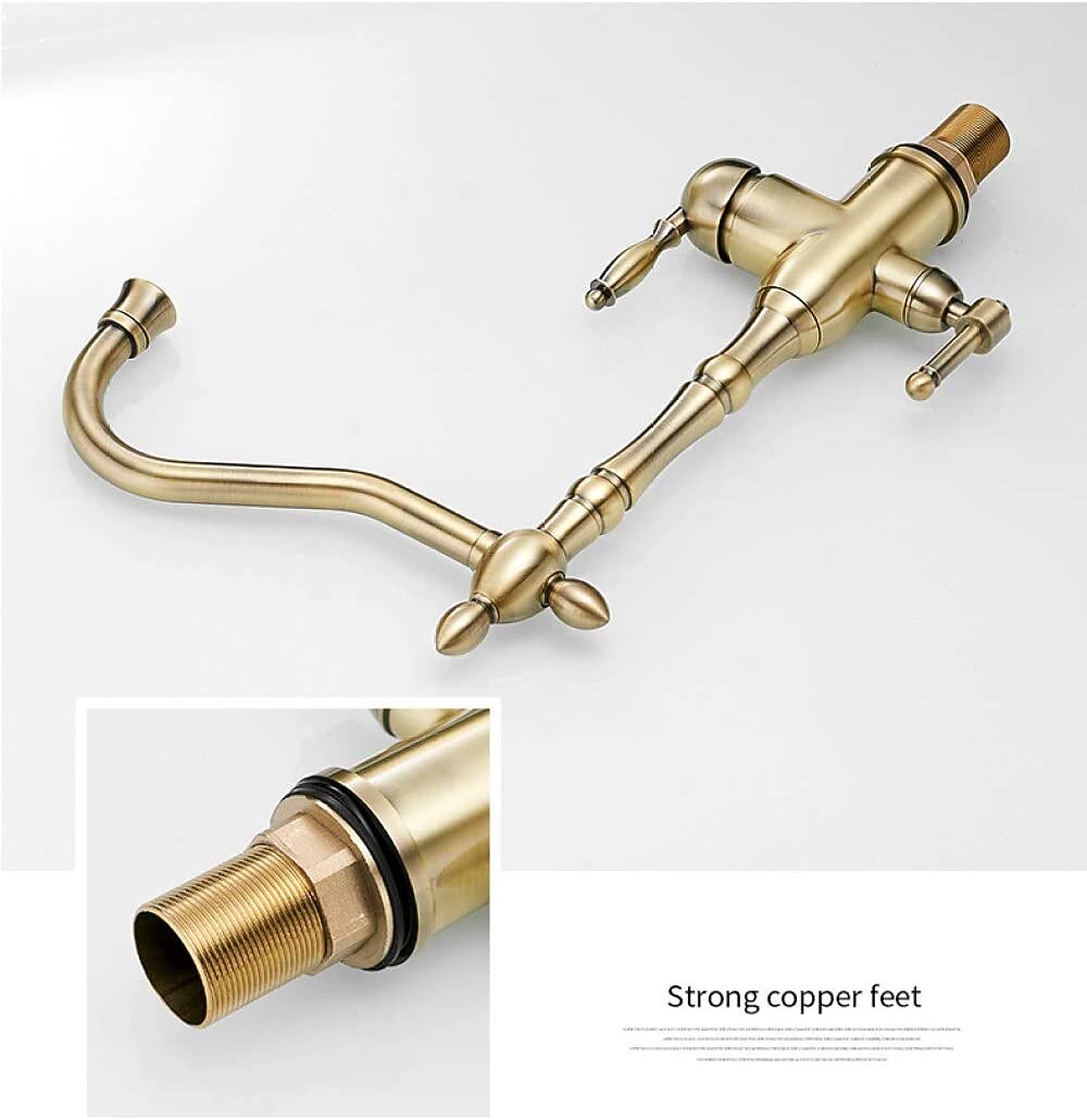 Twin Lever Kitchen Purify Taps Sink Mixer Faucet 360 Rotation Water Purification Spout Deck Mounted Dual Handle Single Hole Vessel Tap with Cold and Hot Hose 2025 - CAD $135.99 –P6
