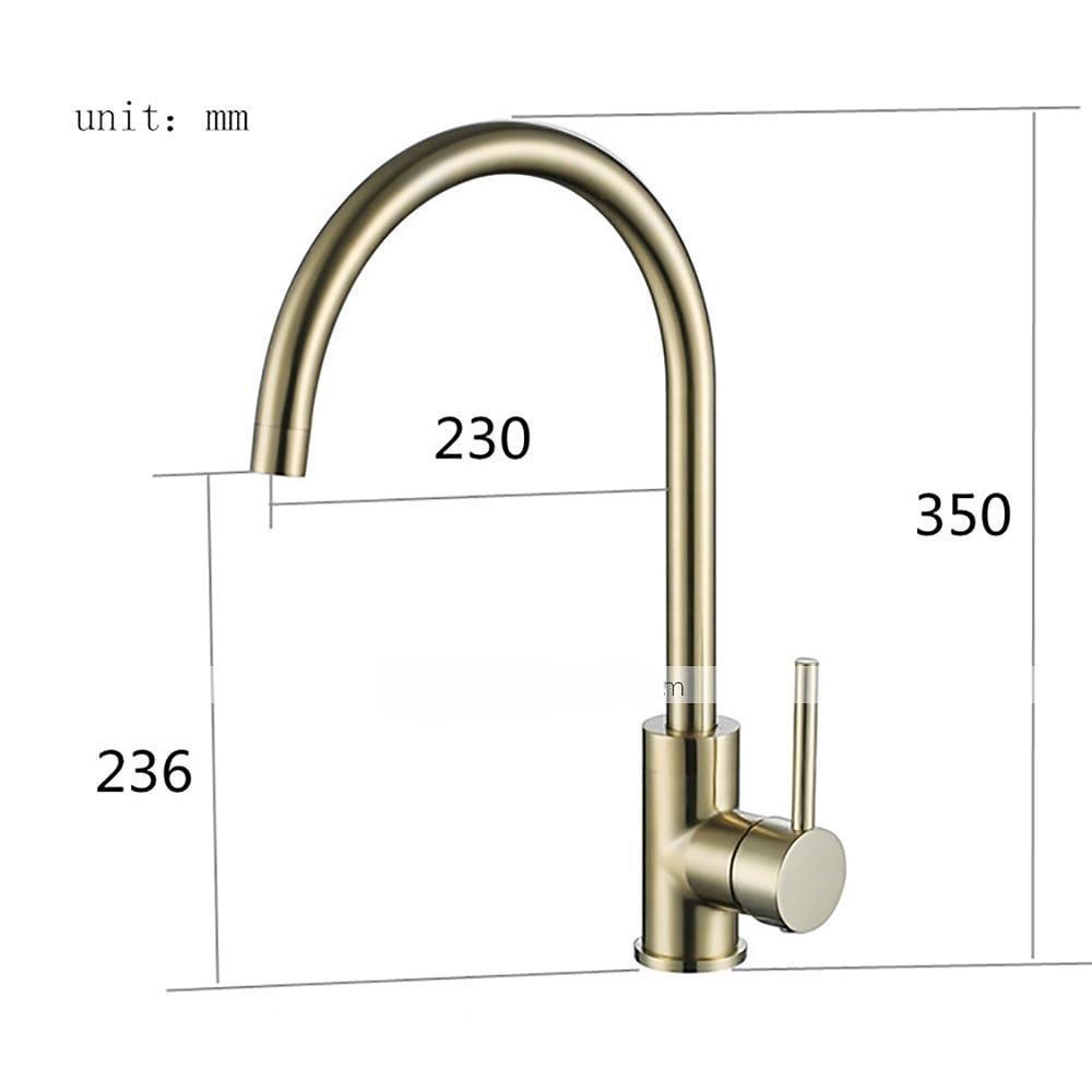 Kitchen Sink Mixer Faucet Brushed Gold Deck Mounted  360 Swivel Single Handle Vessel Kitchen Brass Taps with Cold and Hot Water Hose 2025 - CAD $79.99 –P12