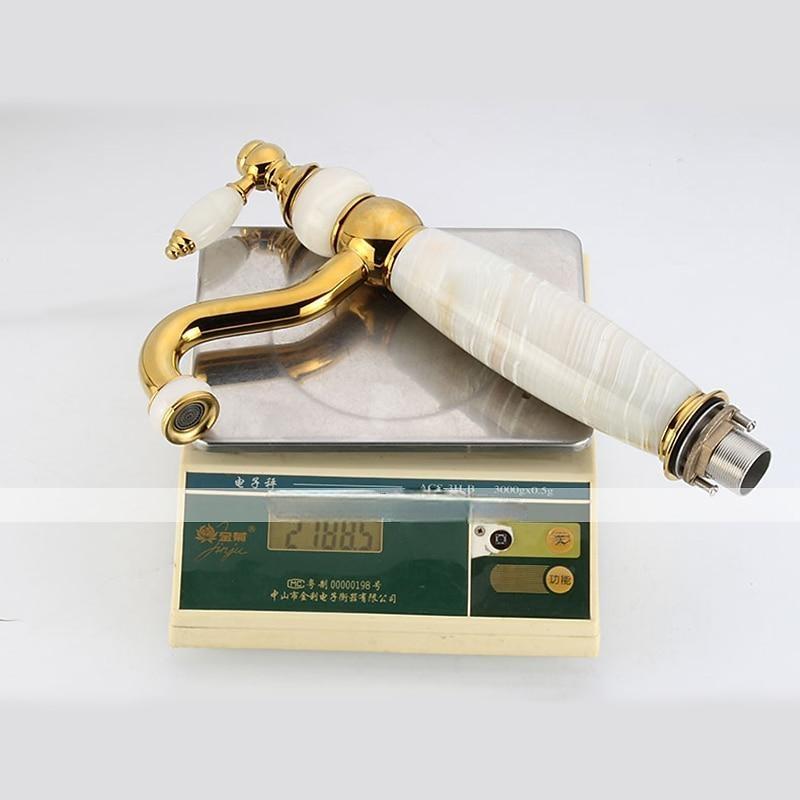 Bathroom Sink Faucet Ultra Faucets Euro Collection Gold with Stone Single Handle - One Hole Tall Body Deck Mount Lavatory Vessel Sink Faucet With Curved Spout 2025 - CAD $199.99 –P9