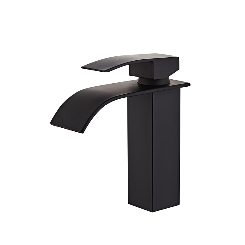 Waterfall Bathroom Sink Mixer Faucet Tall Short, Mono Wash Basin Single Handle Basin Taps, Washroom with Hot and Cold Hose Monobloc Vessel Water Brass Tap Deck Mounted Golden Black 2025 - CAD $83.18 –P8
