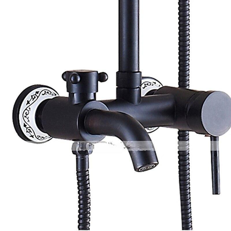 Shower FaucetShower System SetBrass Rainfall Antique Oil-rubbed Bronze Shower System Ceramic Valve Two Handles Three Holes Bath Shower Mixer Taps with Hot and Cold Switch 2025 - CAD $446.99 –P4