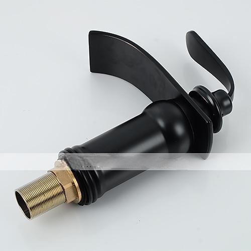 Bathroom Sink Faucet - Waterfall Oil-rubbed Bronze Widespread Single Handle One HoleBath Taps / Art Deco / Retro / Yes / Stainless Steel / Brass 2025 - CAD $119.99 –P2