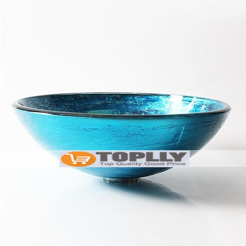 Blue Round Chrome Tempered Glass Glass Basin with Straight Tube Faucet Basin Support and Drain 2025 - CAD $366.99 –P5