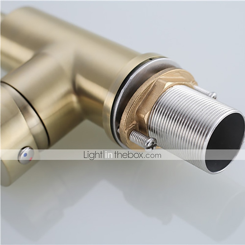 Kitchen Sink Mixer Faucet Brushed Gold Deck Mounted  360 Swivel Single Handle Vessel Kitchen Brass Taps with Cold and Hot Water Hose 2025 - CAD $79.99 –P2