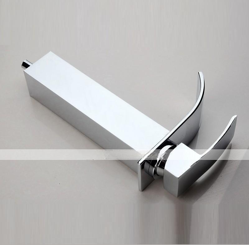 Waterfall Bathroom Sink Mixer Faucet Tall, Modern Style Brass Basin Taps Chrome Vessel Single Handle One Hole Bath Taps with Cold and Hot Water Hose 2025 - CAD $87.99 –P1
