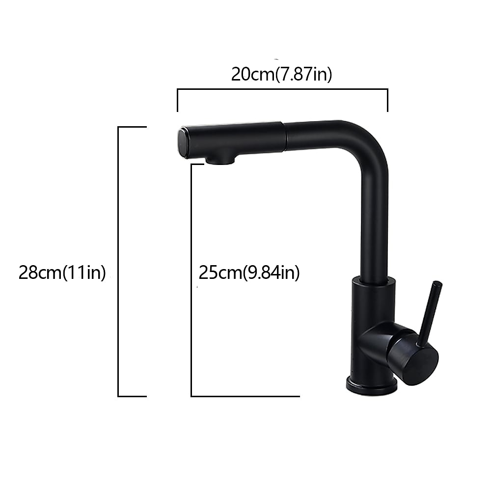 Kitchen Sink Faucet Black Single Handle One Hole Electroplated Pull-out / Pull-down Centerset Contemporary Kitchen Taps with Stream and Shower Modes 2025 - CAD $159.99 –P1