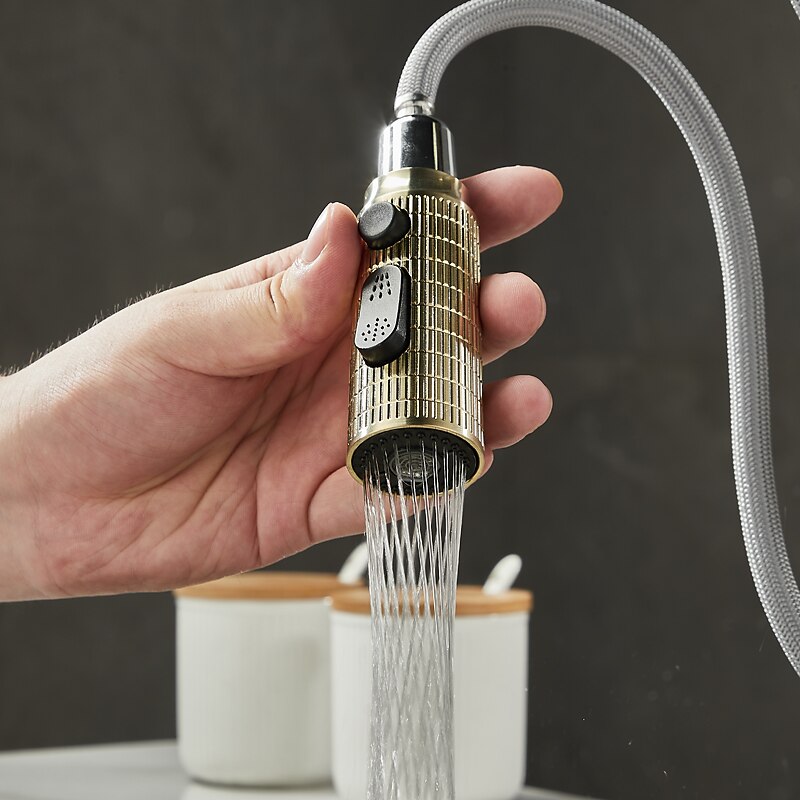 Kitchen Faucet Pull Out Sink Mixer Vessel Tap with 3 Mode Spout 360 Degree Rotate Single Handle with Cold and Hot Hose 2025 - CAD $118.37 –P9