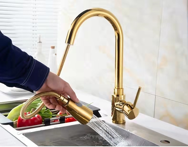 Kitchen faucet - Single Handle One Hole Electroplated Pull-out / Pull-down Centerset Modern Contemporary Kitchen Taps 2025 - CAD $135.97 –P5